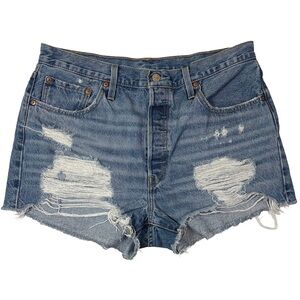 Levi’s 501 Distressed Denim Cutoff Shorts | Y2K Grunge Raw Hem Jean Shorts